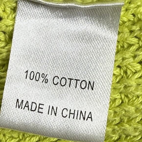 Central Park West Chartreuse Sweater Sz M Oversized Short Boxy Fit 100% Cotton - Picture 9 of 9